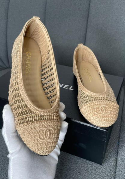 Raffia Cap Toe Ballerina Flats