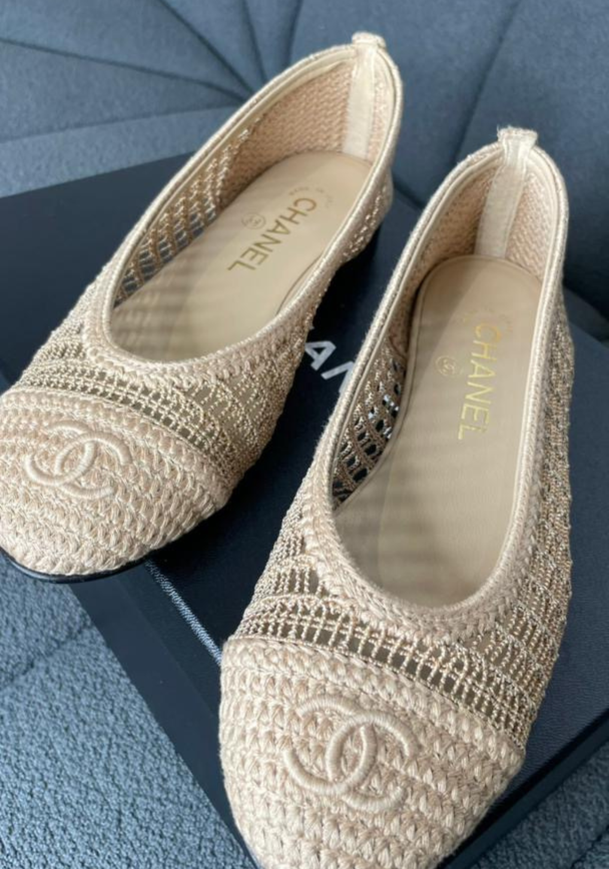 Raffia Cap Toe Ballerina Flats