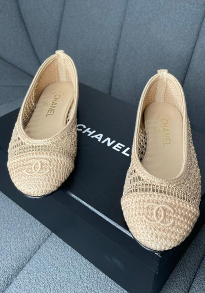Raffia Cap Toe Ballerina Flats