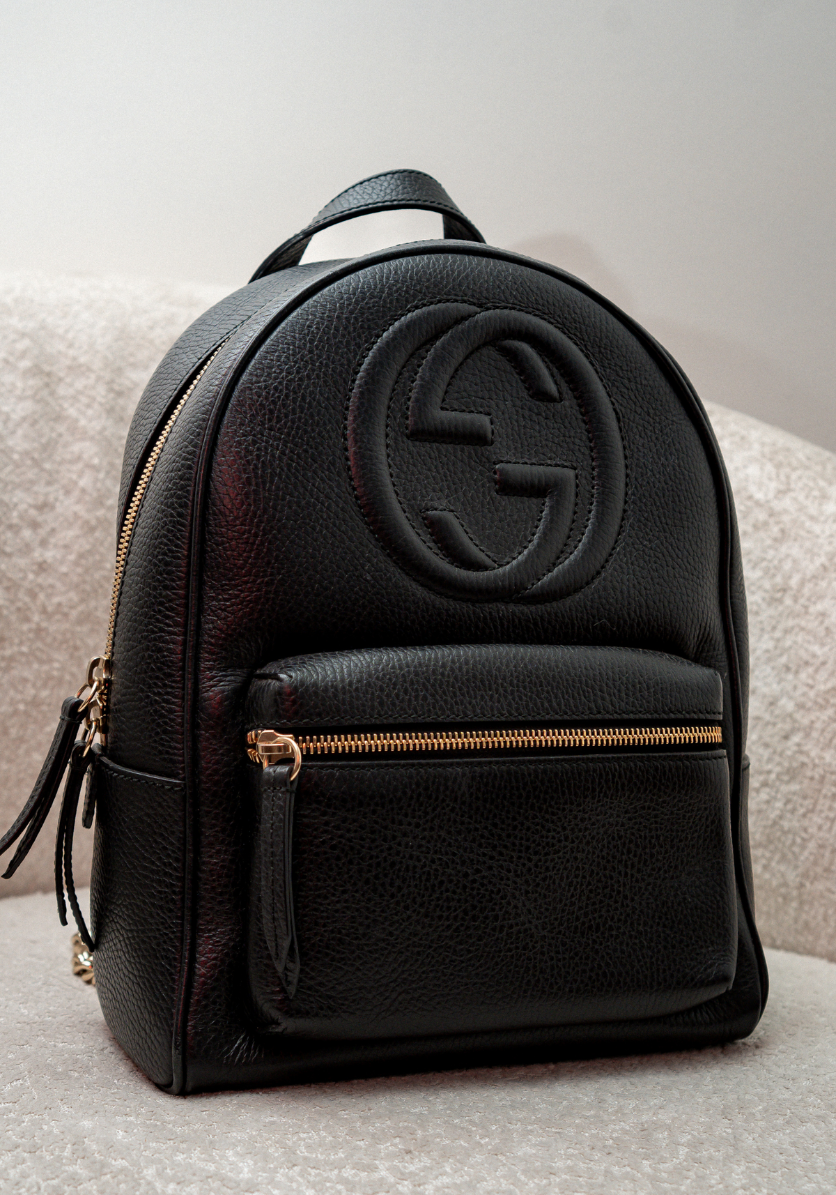 Black leather Chain Shoulder Back Pack