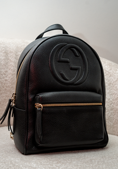 Black leather Chain Shoulder Back Pack