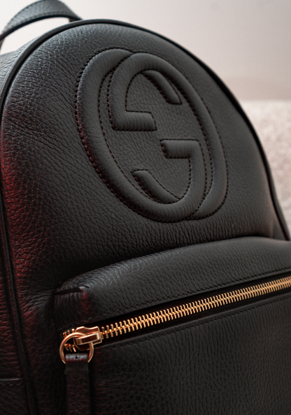 Black leather Chain Shoulder Back Pack
