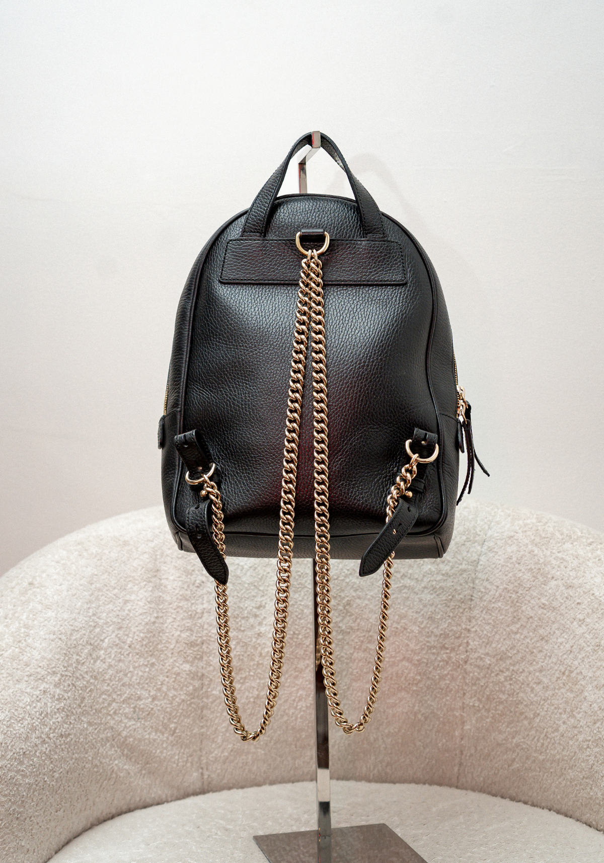 Black leather Chain Shoulder Back Pack