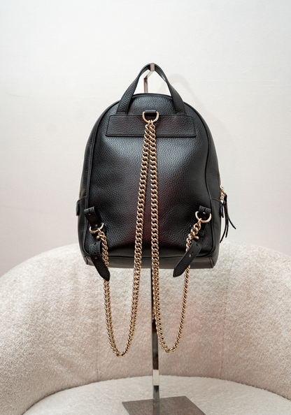 Black leather Chain Shoulder Back Pack