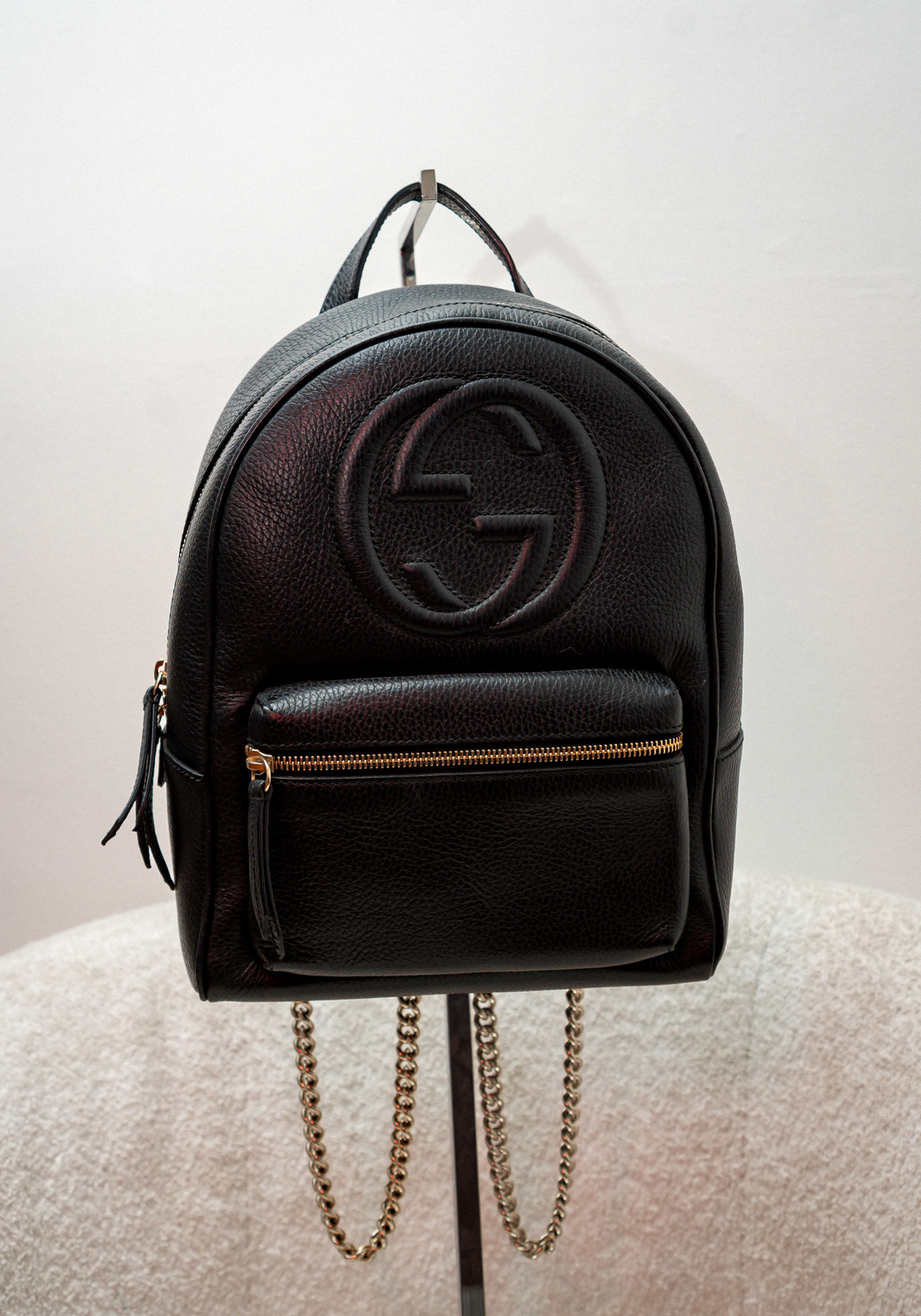 Black leather Chain Shoulder Back Pack