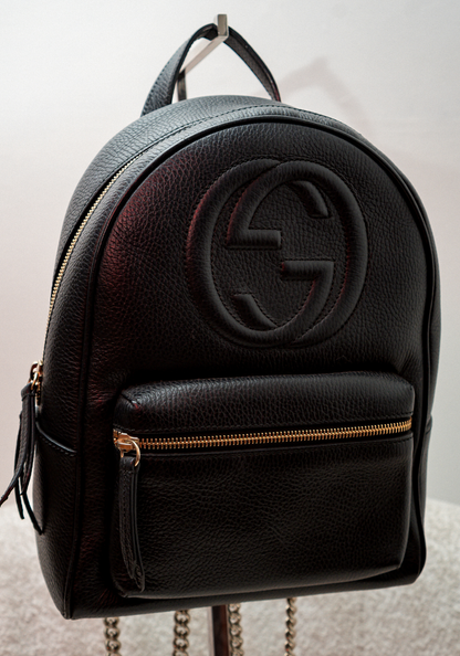 Black leather Chain Shoulder Back Pack